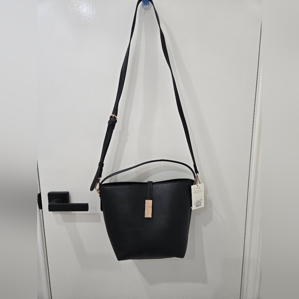 a new day Black Crossbody Bag with Gold Accent